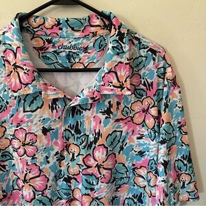 Chubbies Blue and Pink Dress Shirt with Tropical Floral Design